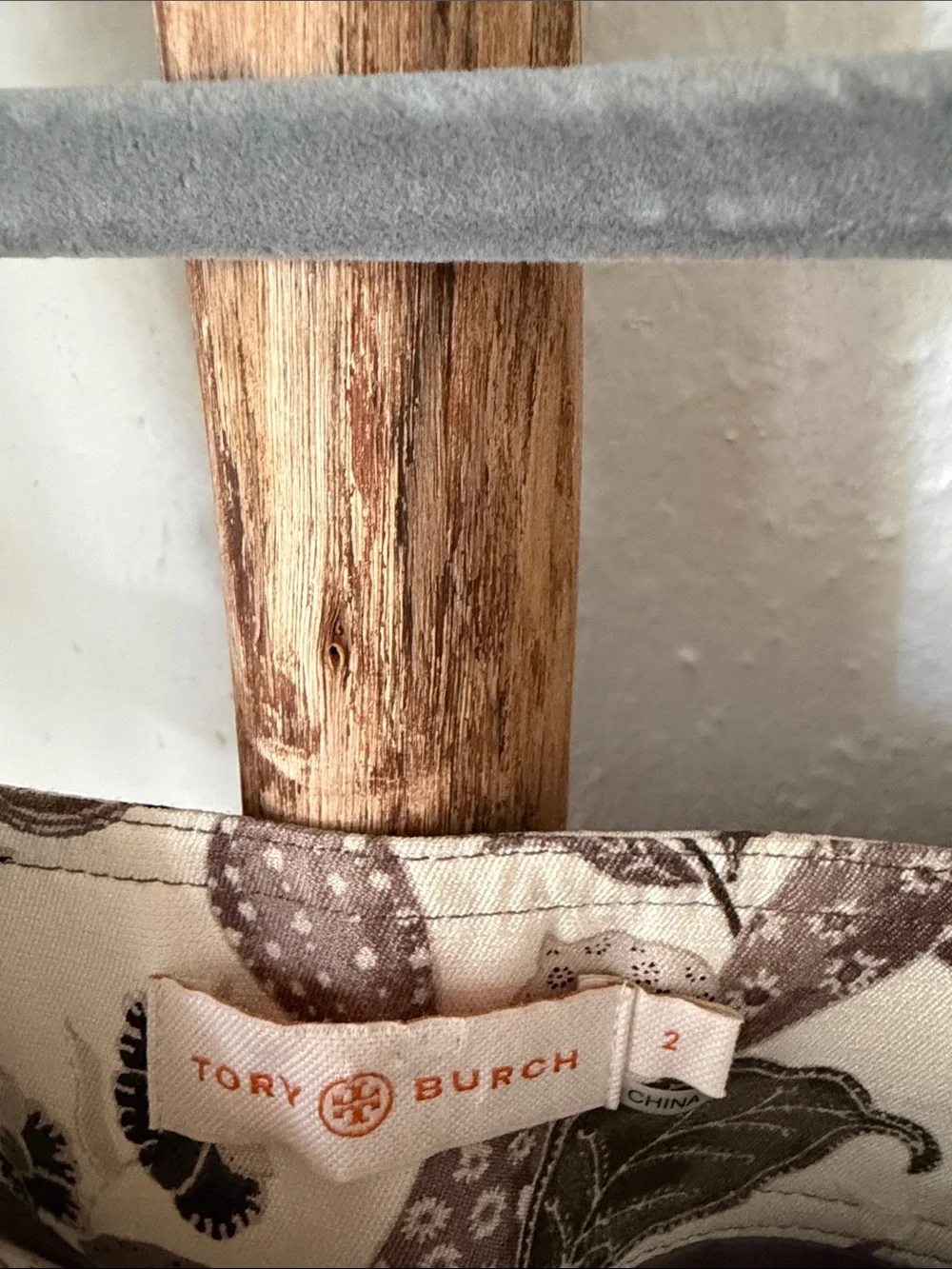 Tory Burch Cream Grey Floral Swuare Neck A-Line Mikado Mini Dress  Print 2 XS